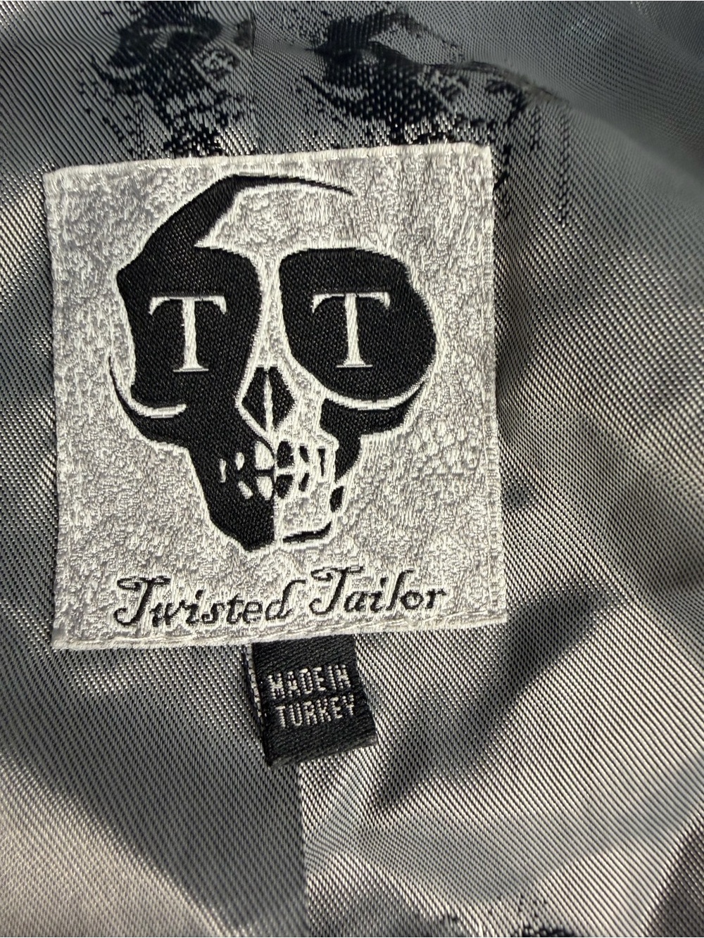 Twisted Tailor Buscot Mink Wool Blend Suit Jacket 36R Skull lining peak lapel